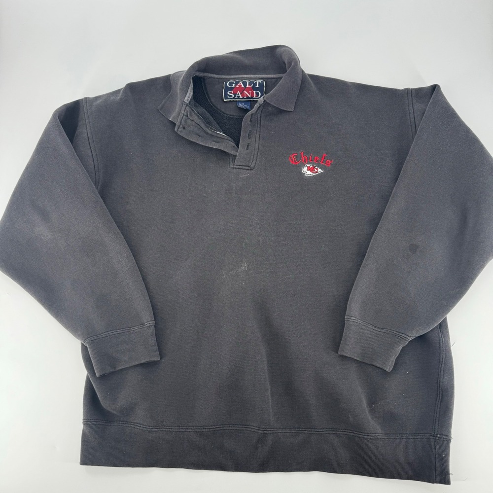 Vintage Galt Sand Kansas City Chiefs Sweatshirt Old‎ English Black Mens Large